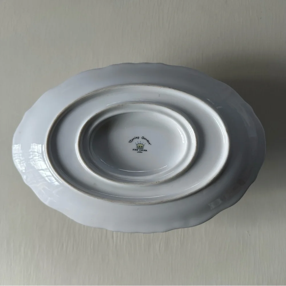 Spring Garden Gravy Boat with Attached Underplate Japan